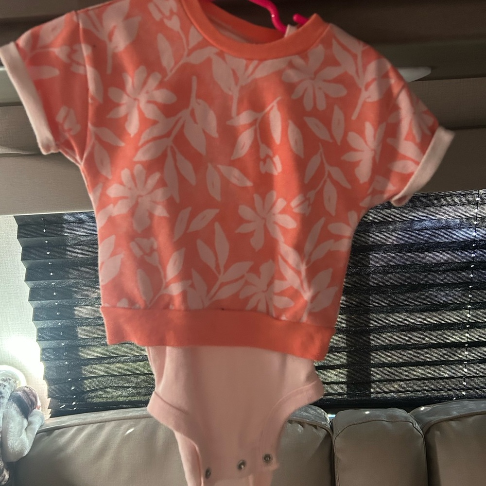 Floral Orange and White Baby Onesie
